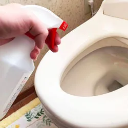 トイレの便座、ゴミ箱の除菌、汚れ落とし